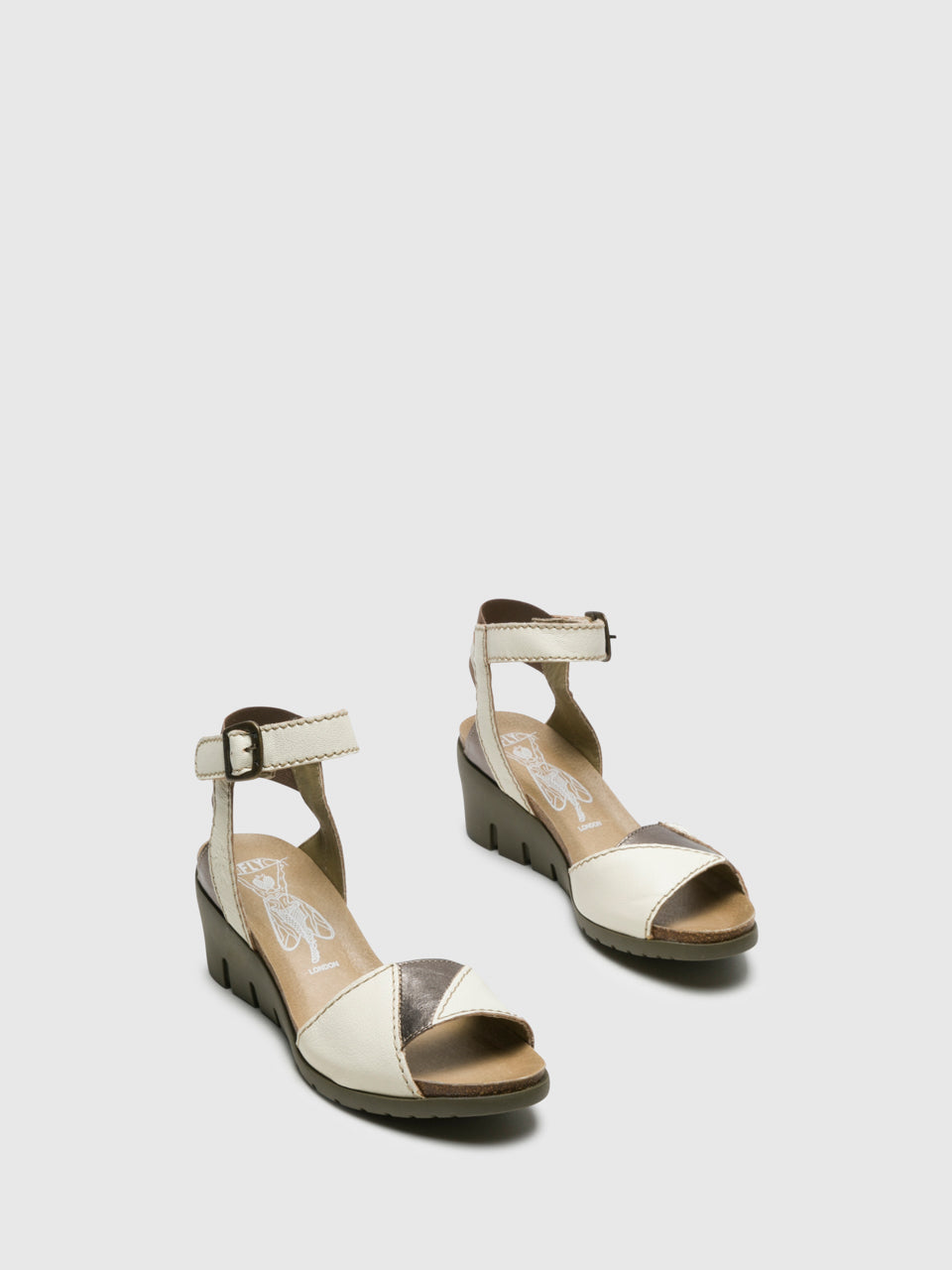 Fly London White Ankle Strap Sandals